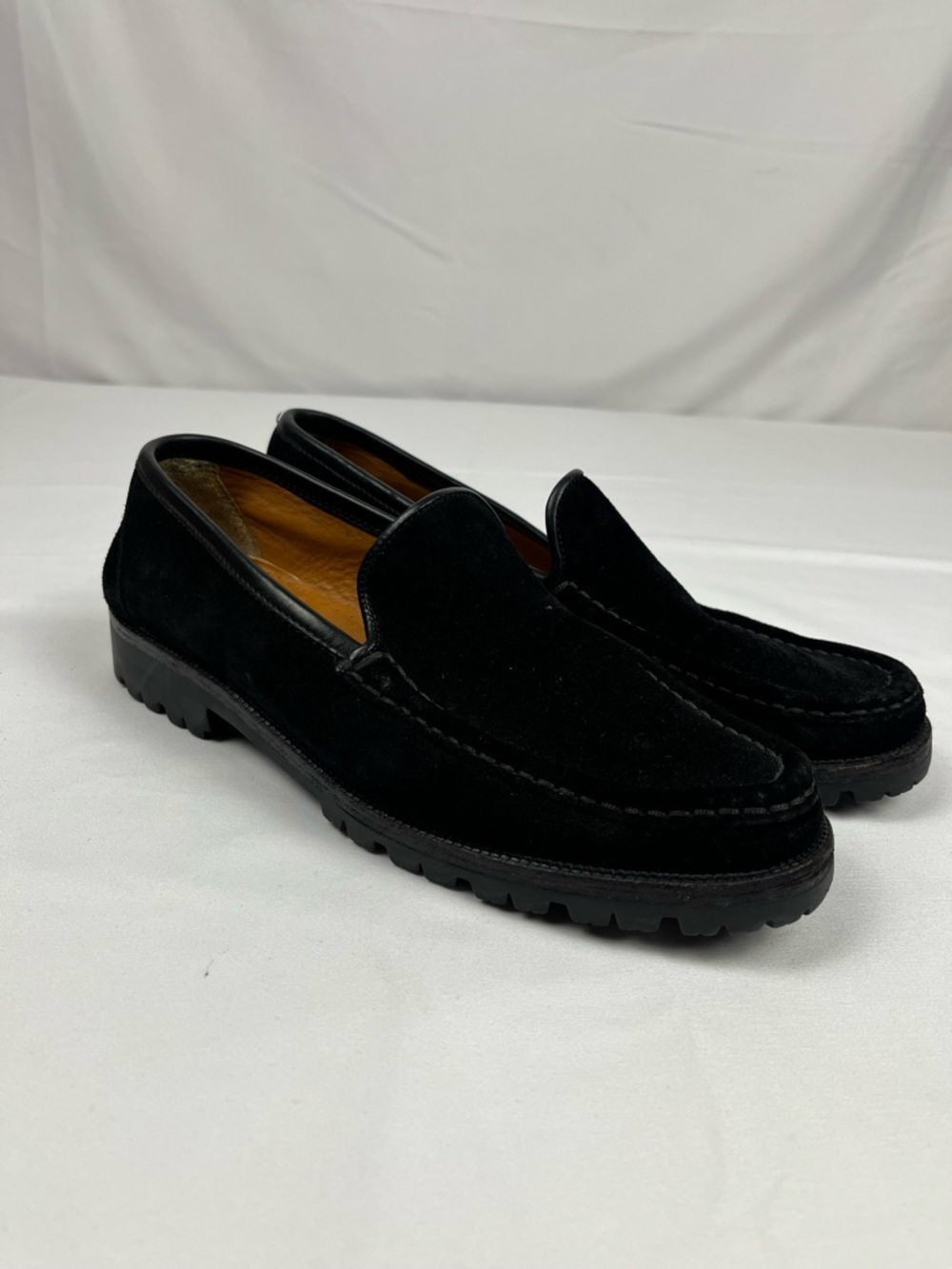 Salvatore Ferragamo Suede Loafers Black Mens Size 8 Made in Italy